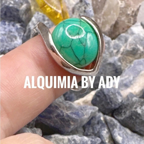 Green turquoise western silver gem ring - Picture 3 of 7